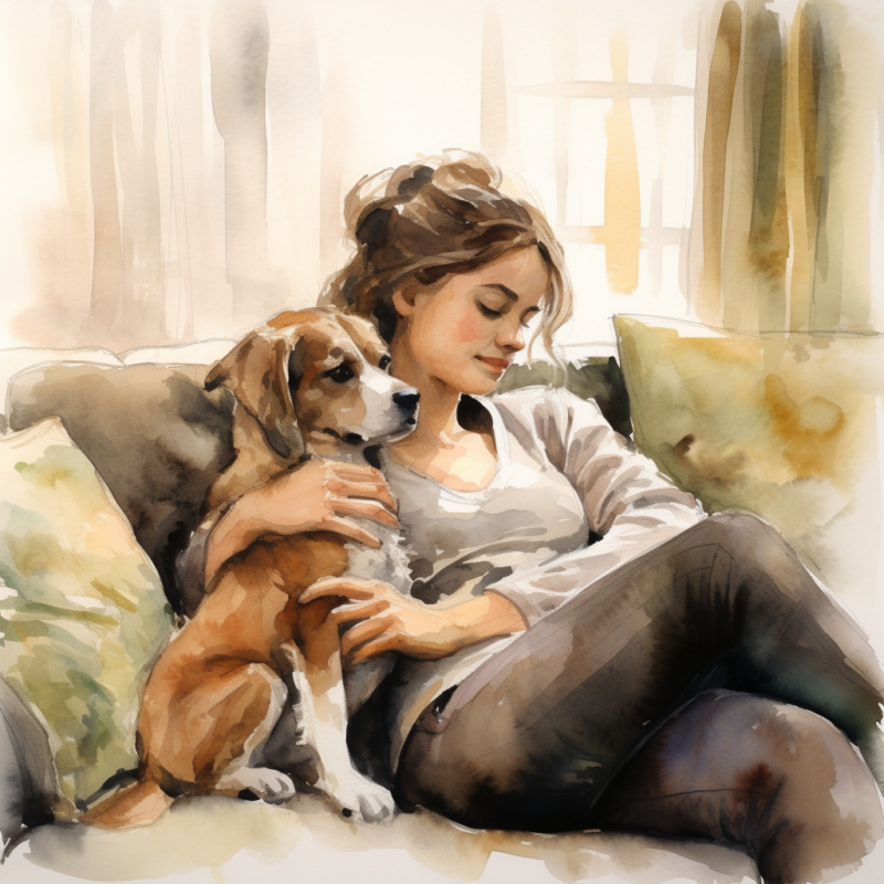 vadrgvet a woman cuddling a dog in the living room loose waterc f9fdbe0f 30c8 4b7f bf22 6c86dd5477ba