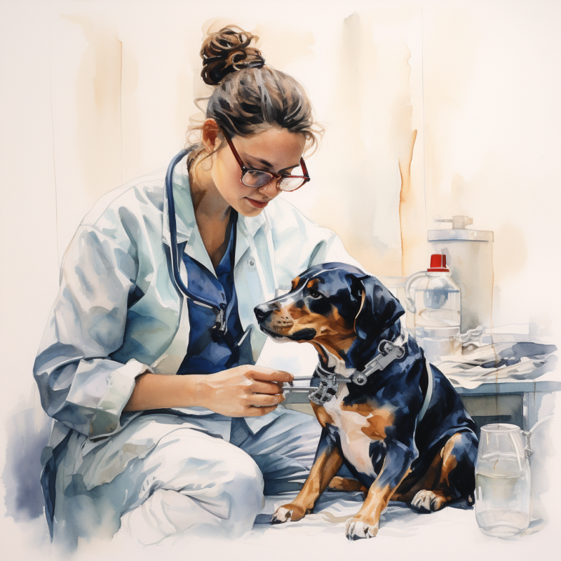 a vet and a dog with addison disease