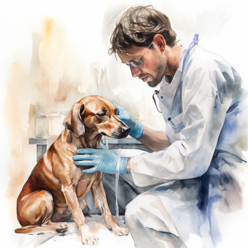 a vet implanting a microchip to a dog
