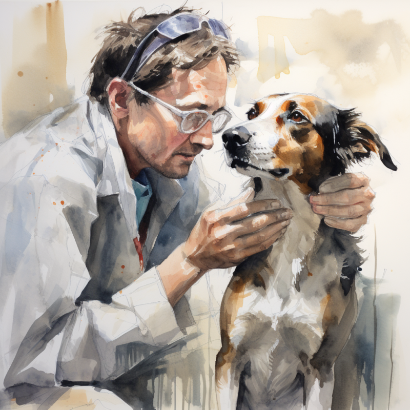 a veterinarian examining a dogs ear loose watercolor s 16f4a46c 96c7 4793 924e ea6bb49e9f29