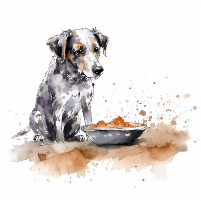 dog eating out of a food bowl loose watercolor sketch spa a236fad5 2af7 4a58 b059 ceae0f61fad1.png