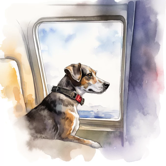 dog travelling on an airplane looking out a window loos f1a72c3c ea33 41a5 b8fb b3fb46b4bad5.png