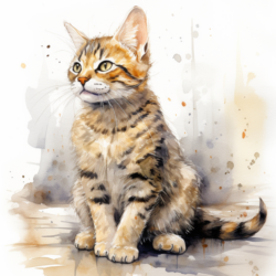 A watercolor painting of a cat.