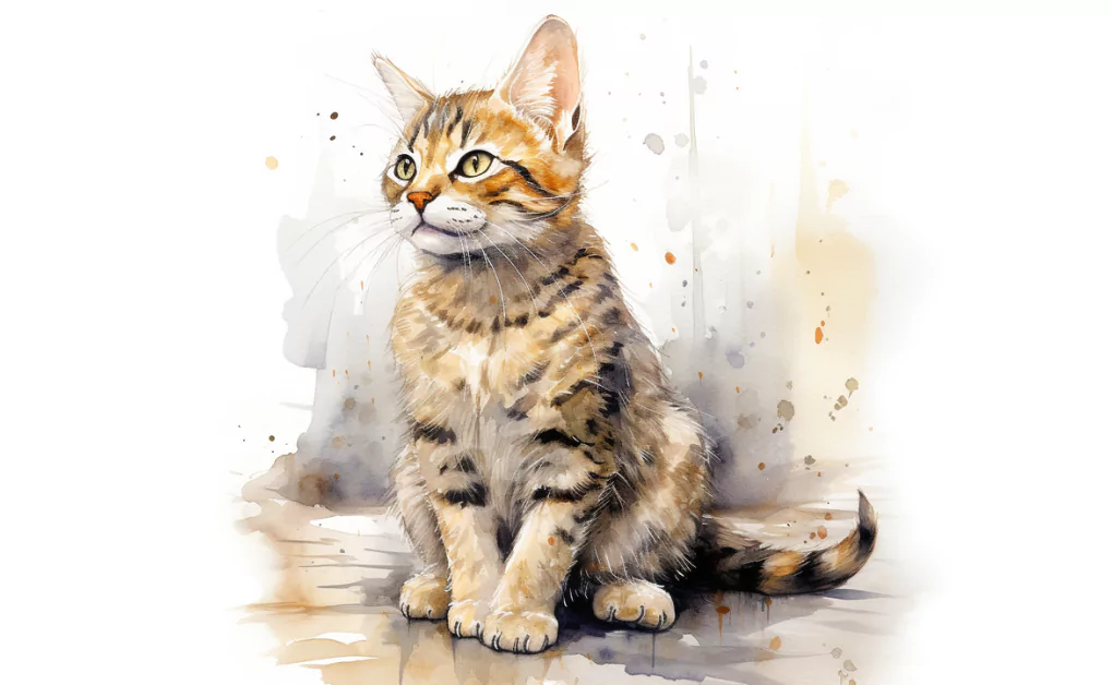 A watercolor painting of a cat.