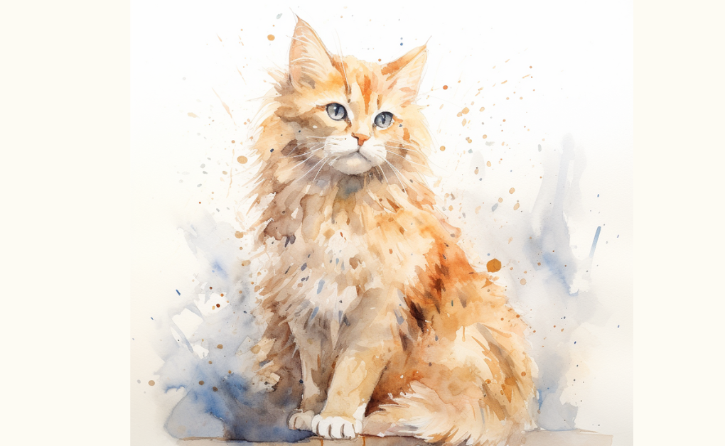 A watercolor painting of a cat.