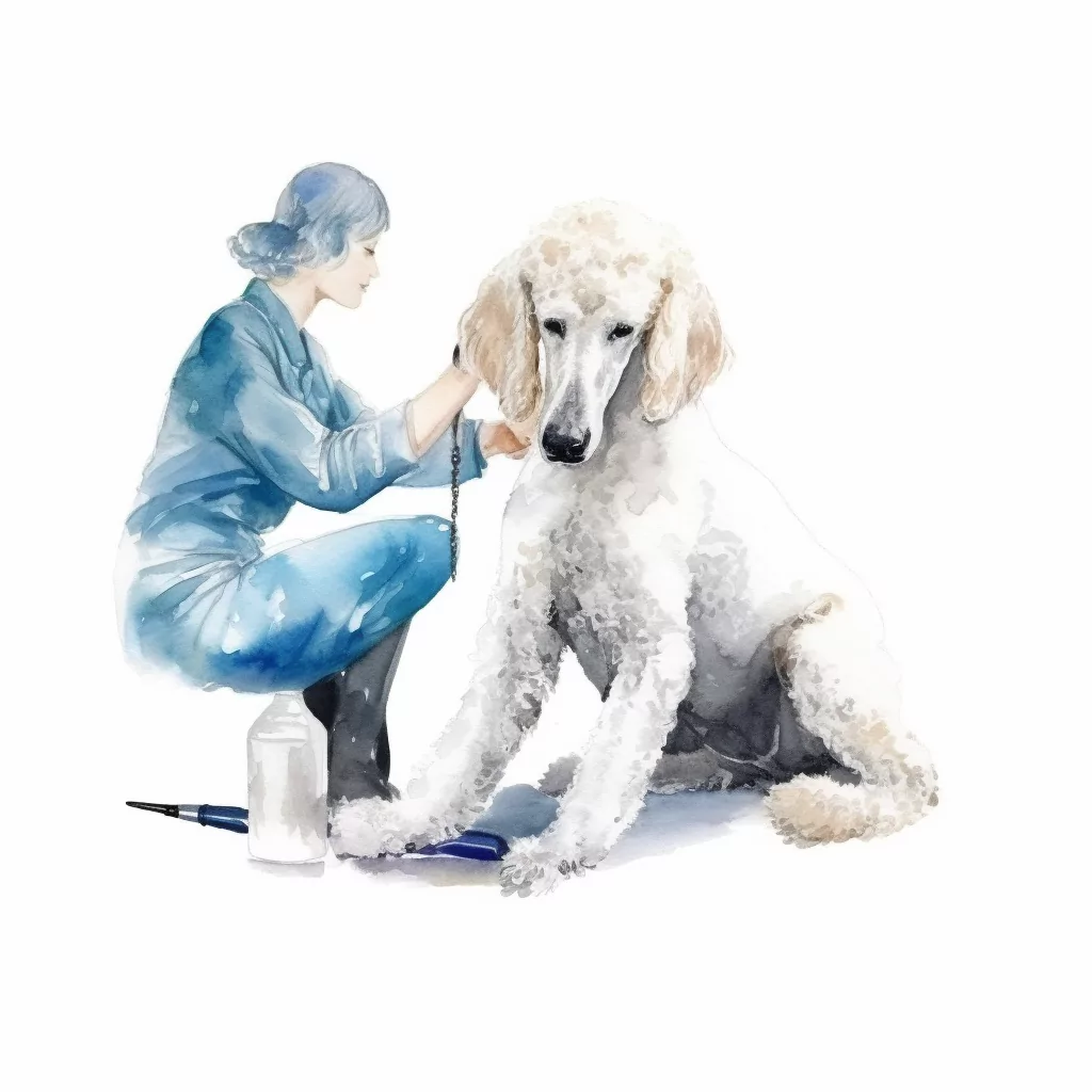 standard poodle being trimmed up with scissors.png