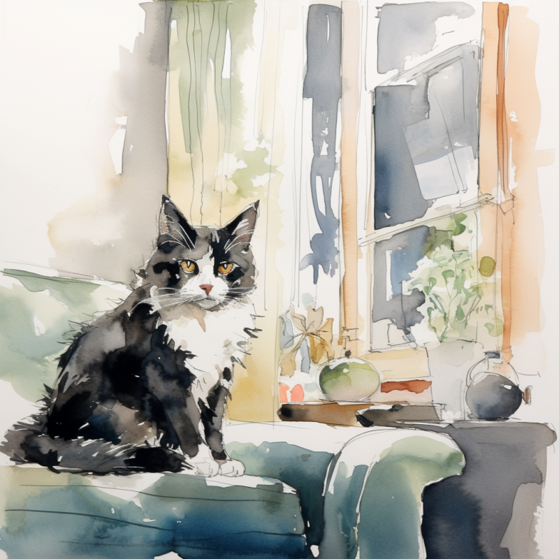 vadrgvet a cat in the living room loose watercolor sketch mild acdd7946 2be2 4bb7 9e0f 35b292ba3595