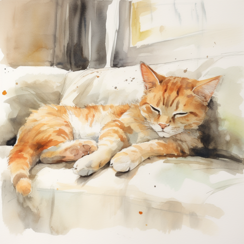 vadrgvet a cat lying on the sofa sad loose watercolor sketch mi ea081231 6c62 4c6a b0e0 701d69e3f322
