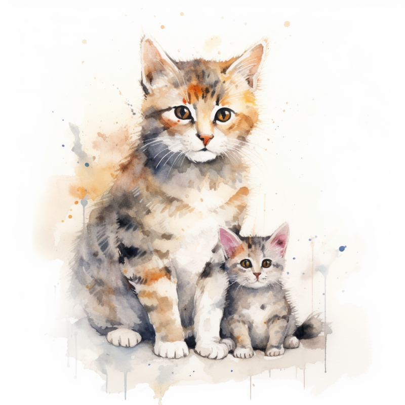 vadrgvet a mother cat and a kitten loose watercolor sketch mild dddd1155 8474 4c5c 8334 8edf85af4747
