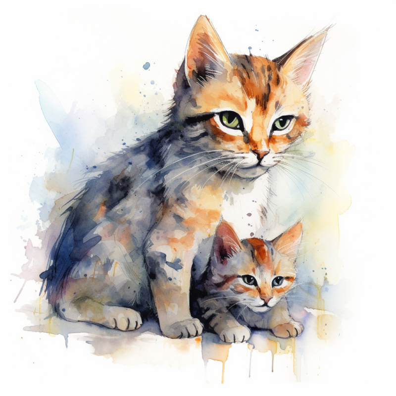 vadrgvet a mother cat caring to its kitten loose watercolor ske a0346384 9929 4edb 883c bc32d83ed746