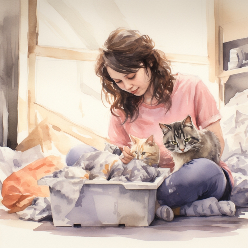 vadrgvet a woman cleaning a kittens bed and a kitten next to it 0990213a cdbc 402c bda7 5f2166bc85e1