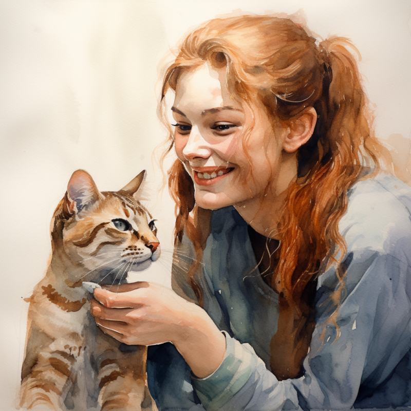vadrgvet a woman examining the cats teeth loose watercolor sket 066c5a03 0923 43c1 82c2 3a11080ab990