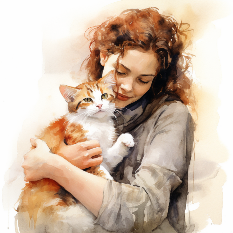 vadrgvet woman touching a cat loose watercolor sketch mild spat 4ea4f782 8444 4207 ae93 cba884ca855a