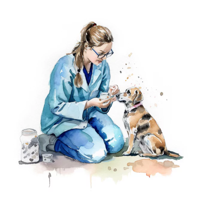 veterinary staff member in scrubs giving a dog medicati 7a593a86 e4b7 4d72 98b6 c46b12ac32e8.png