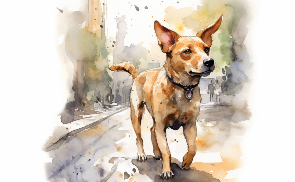 A painting of a dog.