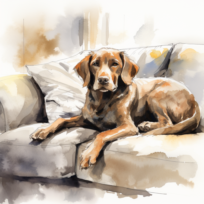 vadrgvet a dog sitting on the sofa loose watercolor sketch mil 18d26065 e1df 412a a1de f1752224e3d8